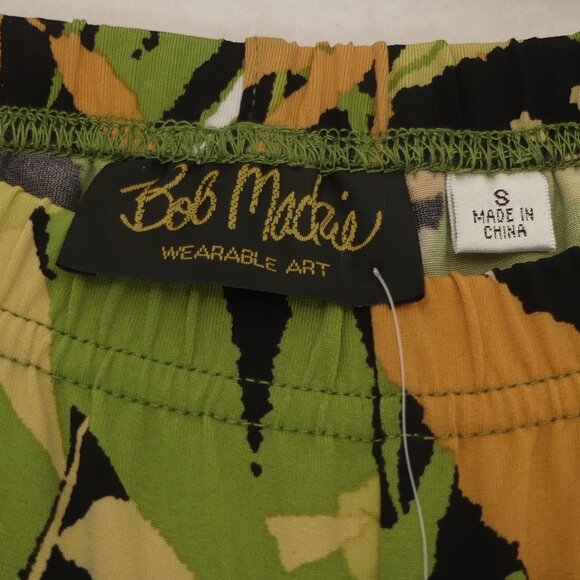 Bob Mackie Small Cropped Wide Leg Pants New with Tags Foliage Print Green Black - Picture 3 of 7